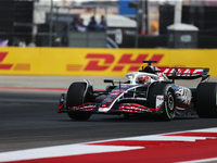 Kevin Magnussen drives in a free practice session at Circuit of the Americas in Austin, United States, on October 18, 2024, during the Formu...