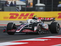 Nico Hulkenberg drives in a free practice session at Circuit of the Americas in Austin, United States, on October 18, 2024, during the Formu...