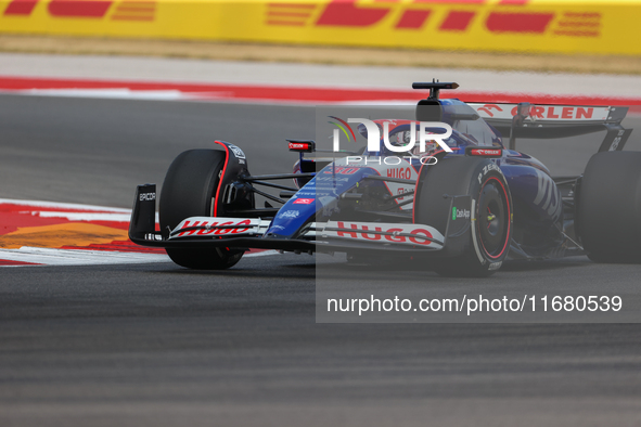 Liam Lawson drives in a free practice session at Circuit of the Americas in Austin, United States, on October 18, 2024, during the Formula 1...