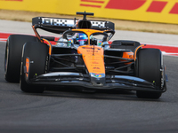 Oscar Piastri drives in a free practice session at Circuit of the Americas in Austin, United States, on October 18, 2024, during the Formula...