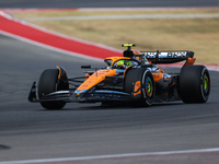 Lando Norris drives in a free practice session at Circuit of the Americas in Austin, United States, on October 18, 2024, during the Formula...