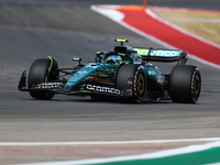 Fernando Alonso drives in a free practice session at Circuit of the Americas in Austin, United States, on October 18, 2024, during the Formu...