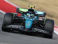 Fernando Alonso drives in a free practice session at Circuit of the Americas in Austin, United States, on October 18, 2024, during the Formu...