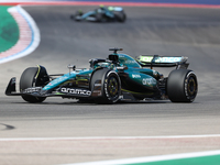 Lance Stroll drives in a free practice session at Circuit of the Americas in Austin, United States, on October 18, 2024, during the Formula...