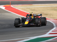 Sergio Perez drives in a free practice session at Circuit of the Americas in Austin, United States, on October 18, 2024, during the Formula...