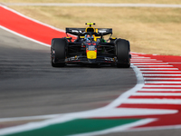 Sergio Perez drives in a free practice session at Circuit of the Americas in Austin, United States, on October 18, 2024, during the Formula...