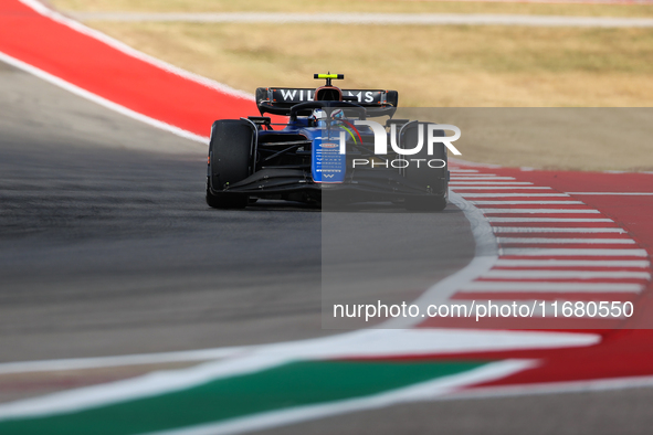 Franco Colapinto drives in a free practice session at Circuit of the Americas in Austin, United States, on October 18, 2024, during the Form...