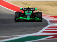 Zhou Guanyu drives in a free practice session at Circuit of the Americas in Austin, United States, on October 18, 2024, during the Formula 1...