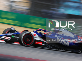 Yuki Tsunoda drives in a free practice session at Circuit of the Americas in Austin, United States, on October 18, 2024, during the Formula...