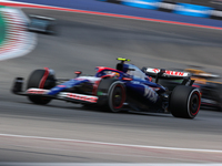 Yuki Tsunoda drives in a free practice session at Circuit of the Americas in Austin, United States, on October 18, 2024, during the Formula...