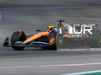 Oscar Piastri drives in a free practice session at Circuit of the Americas in Austin, United States, on October 18, 2024, during the Formula...