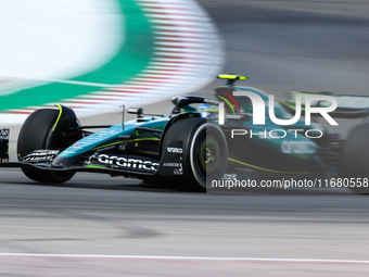 Fernando Alonso drives in a free practice session at Circuit of the Americas in Austin, United States, on October 18, 2024, during the Formu...