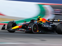 Sergio Perez drives in a free practice session at Circuit of the Americas in Austin, United States, on October 18, 2024, during the Formula...