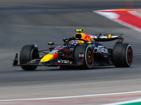 Sergio Perez drives in a free practice session at Circuit of the Americas in Austin, United States, on October 18, 2024, during the Formula...