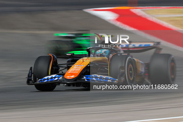 Pierre Gasly drives in a free practice session at Circuit of the Americas in Austin, United States, on October 18, 2024, during the Formula...