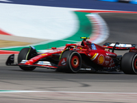 Carlos Sainz drives in a free practice session at Circuit of the Americas in Austin, United States, on October 18, 2024, during the Formula...