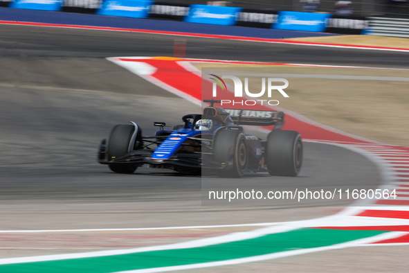 Alexander Albon drives in a free practice session at Circuit of the Americas in Austin, United States, on October 18, 2024, during the Formu...