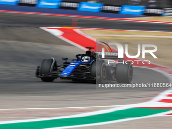 Alexander Albon drives in a free practice session at Circuit of the Americas in Austin, United States, on October 18, 2024, during the Formu...