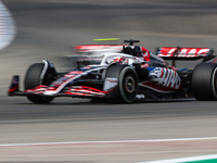 Kevin Magnussen drives in a free practice session at Circuit of the Americas in Austin, United States, on October 18, 2024, during the Formu...