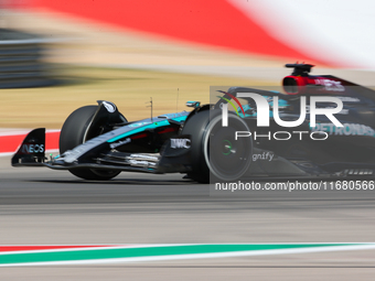 George Russell drives in a free practice session at Circuit of the Americas in Austin, United States, on October 18, 2024, during the Formul...