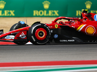 Carlos Sainz drives in a free practice session at Circuit of the Americas in Austin, United States, on October 18, 2024, during the Formula...