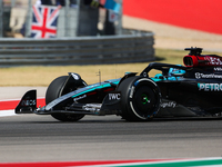 George Russell drives in a free practice session at Circuit of the Americas in Austin, United States, on October 18, 2024, during the Formul...