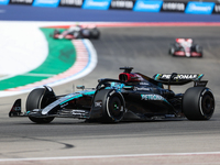 George Russell drives in a free practice session at Circuit of the Americas in Austin, United States, on October 18, 2024, during the Formul...