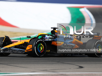 Oscar Piastri drives in a free practice session at Circuit of the Americas in Austin, United States, on October 18, 2024, during the Formula...