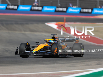 Oscar Piastri drives in a free practice session at Circuit of the Americas in Austin, United States, on October 18, 2024, during the Formula...