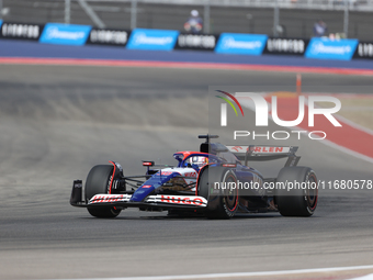 Liam Lawson drives in a free practice session at Circuit of the Americas in Austin, United States, on October 18, 2024, during the Formula 1...