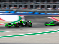 Zhou Guanyu and Valtteri Bottas drive in a free practice session at Circuit of the Americas in Austin, United States, on October 18, 2024, d...