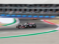 Kevin Magnussen drives in a free practice session at Circuit of the Americas in Austin, United States, on October 18, 2024, during the Formu...