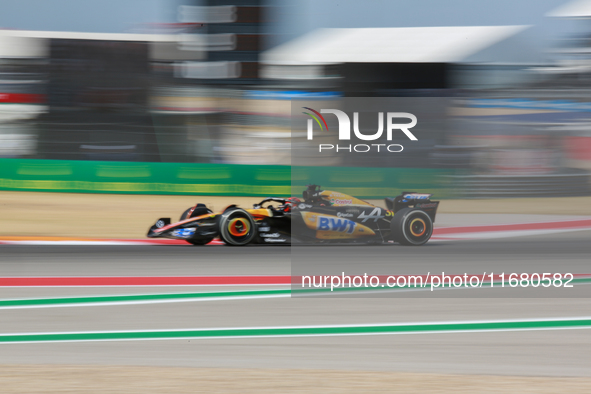 Esteban Ocon drives in a free practice session at Circuit of the Americas in Austin, United States, on October 18, 2024, during the Formula...