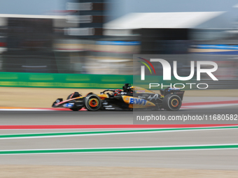 Esteban Ocon drives in a free practice session at Circuit of the Americas in Austin, United States, on October 18, 2024, during the Formula...