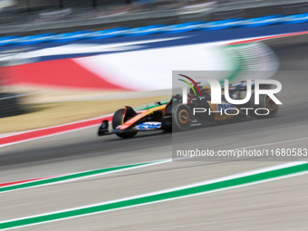 Esteban Ocon drives in a free practice session at Circuit of the Americas in Austin, United States, on October 18, 2024, during the Formula...