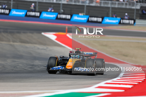 Pierre Gasly drives in a free practice session at Circuit of the Americas in Austin, United States, on October 18, 2024, during the Formula...