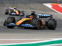 Esteban Ocon and Pierre Gasly drive in a free practice session at Circuit of the Americas in Austin, United States, on October 18, 2024, dur...