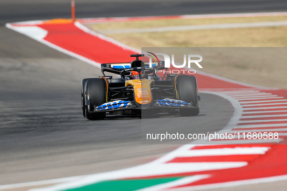 Esteban Ocon drives in a free practice session at Circuit of the Americas in Austin, United States, on October 18, 2024, during the Formula...