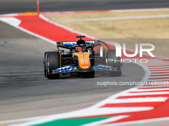 Esteban Ocon drives in a free practice session at Circuit of the Americas in Austin, United States, on October 18, 2024, during the Formula...