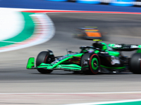 Zhou Guanyu drives in a free practice session at Circuit of the Americas in Austin, United States, on October 18, 2024, during the Formula 1...