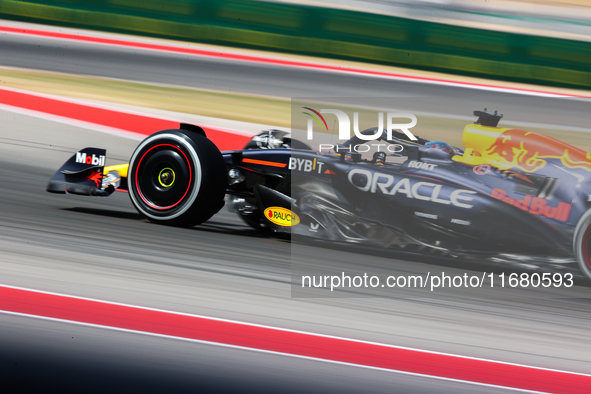 Max Verstappen drives in a free practice session at Circuit of the Americas in Austin, United States, on October 18, 2024, during the Formul...