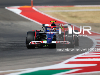 Yuki Tsunoda drives in a free practice session at Circuit of the Americas in Austin, United States, on October 18, 2024, during the Formula...