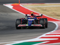 Yuki Tsunoda drives in a free practice session at Circuit of the Americas in Austin, United States, on October 18, 2024, during the Formula...