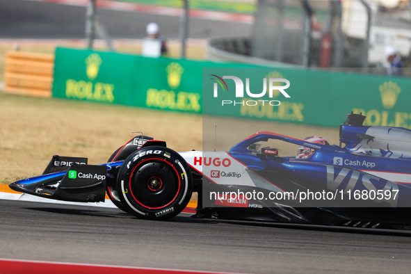 Liam Lawson drives in a free practice session at Circuit of the Americas in Austin, United States, on October 18, 2024, during the Formula 1...