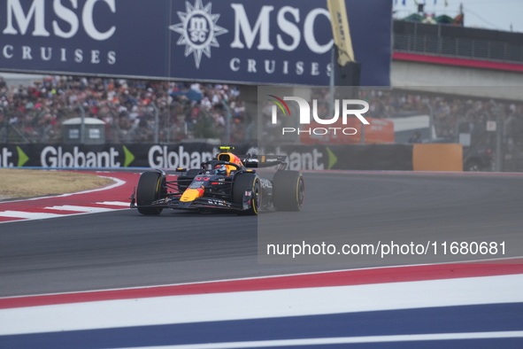 Sergio Perez of Mexico drives the (11) Oracle Red Bull Racing RB20 Honda RBPT during the Formula 1 Pirelli United States Grand Prix 2024 in...