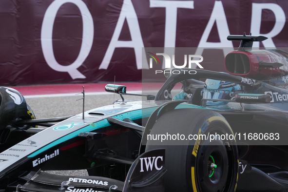 George Russell of the UK drives the (63) Mercedes-AMG Petronas F1 Team F1 W15 E Performance Mercedes during the Formula 1 Pirelli United Sta...