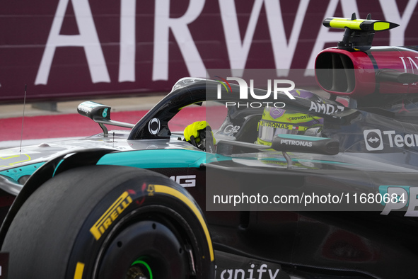 Lewis Hamilton of the UK drives the (44) Mercedes-AMG Petronas F1 Team F1 W15 E Performance Mercedes during the Formula 1 Pirelli United Sta...