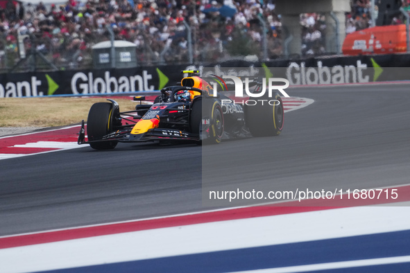 Sergio Perez of Mexico drives the (11) Oracle Red Bull Racing RB20 Honda RBPT during the Formula 1 Pirelli United States Grand Prix 2024 in...