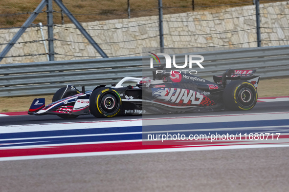 Kevin Magnussen of Denmark drives the (20) MoneyGram Haas F1 Team VF-24 Ferrari during the Formula 1 Pirelli United States Grand Prix 2024 i...