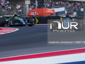 George Russell of the UK drives the (63) Mercedes-AMG Petronas F1 Team F1 W15 E Performance Mercedes during the Formula 1 Pirelli United Sta...